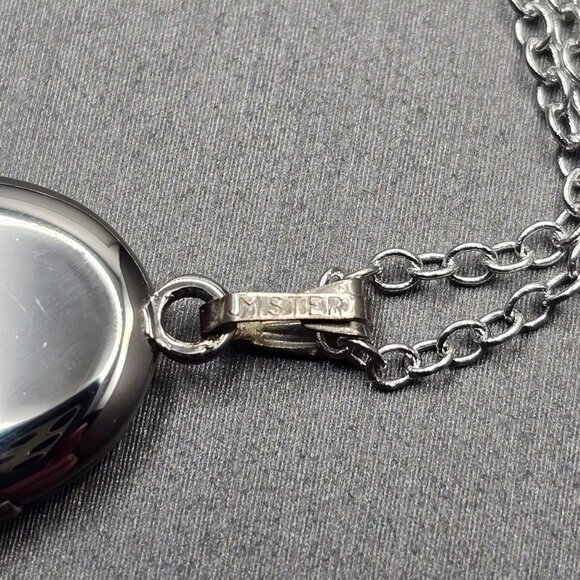 VTG John Meyer Sterling Silver Photo Locket Necklace 22" Floral Etched Rolo Chai - Picture 6 of 15